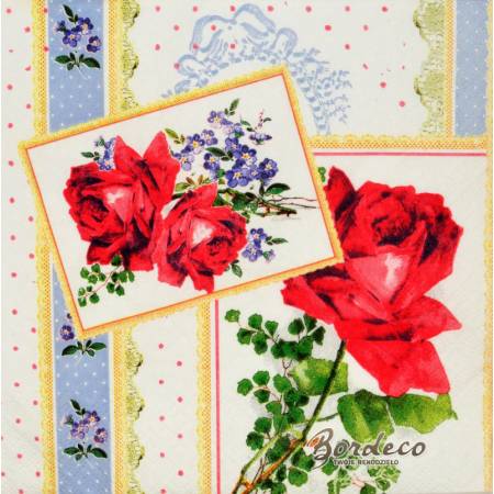 Serwetka decoupage firmy HOME FASHION obrazek z różami 33x33cm